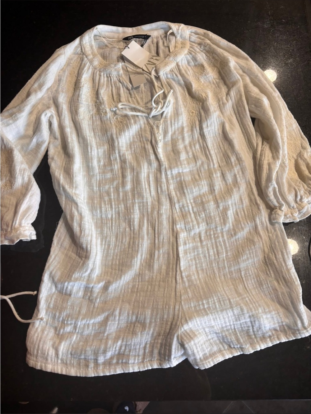 Zara Cream Gauze Romper